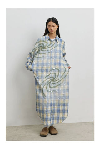 CONP Spray-Detail Long Shirt (Blue)