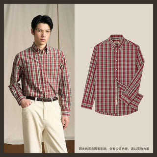 [CULTUM] Brushed Cotton Plaid Button-Down Shirt
