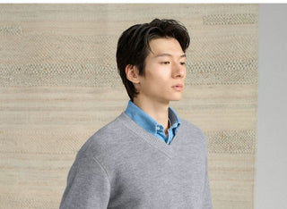 [CULTUM] Pure Wool V-Neck Knit Sweater