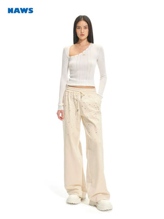[NOTAWEAR] Rhinestone Gradient Wide Leg  Sweatpants