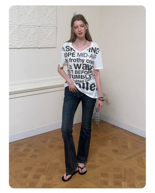 [NECY] Original Letter Stud Slim Line T