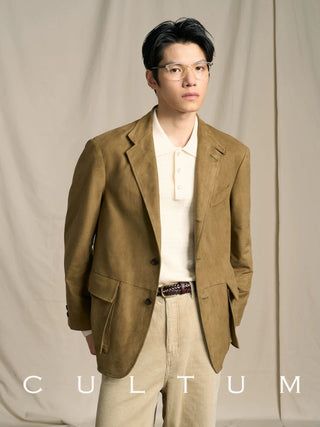 [CULTUM] Faux Suede Ivy Style Blazer Jacket