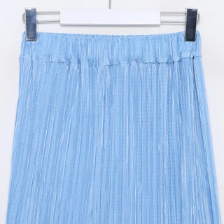 Pleated banded long skirt