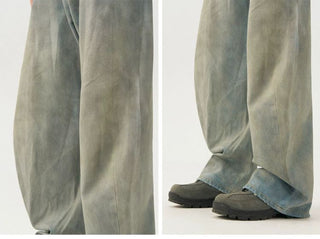 [Monterest] 3D Curved Wide Leg Washed Jeans