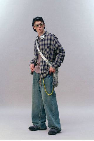 [Monterest] Oversized Yarn-Dyed Plaid Shirt