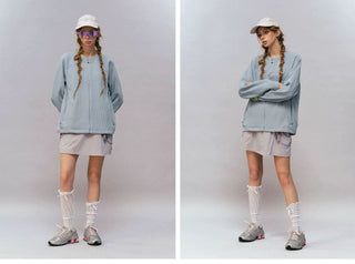 [Monterest] Waffle Knit Zip-Up Cardigan Jacket