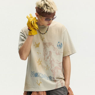 [Monterest] Washed Horse Sketch Print Tee
