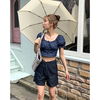 Short denim pants