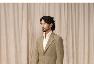 [CULTUM] Wool Blend Herringbone Double-Breasted Suit