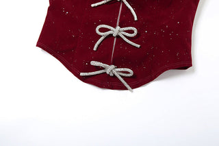 Bowknot glitter backless tube top