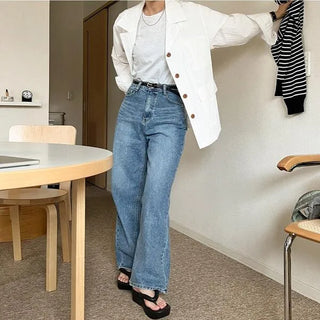 Loose wide denim pants