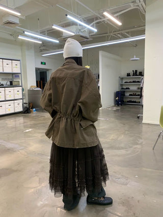 [NeverSeez] Pleated Layered Mesh Cami Dress