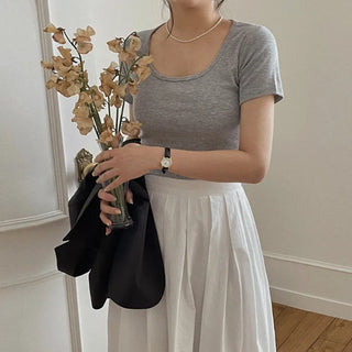 Square Cotton Span Crop T-Shirt - 5 colors