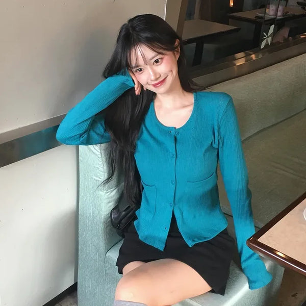 Perforated Cotton Cardigan