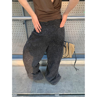 leopard wide jeans