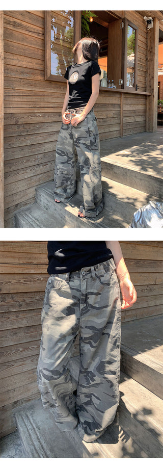 ankle-tied camo jeans