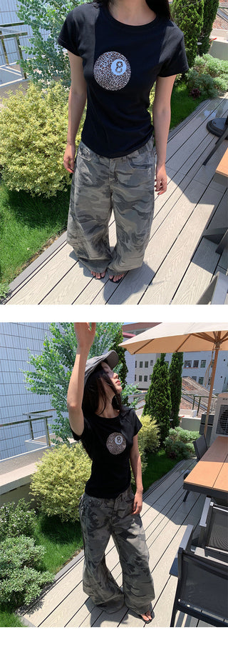 ankle-tied camo jeans