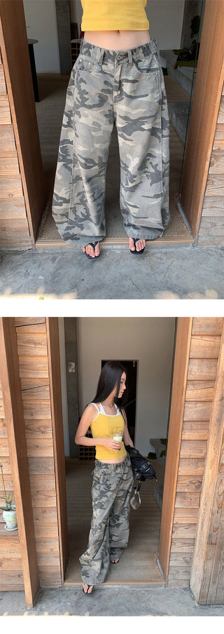 ankle-tied camo jeans