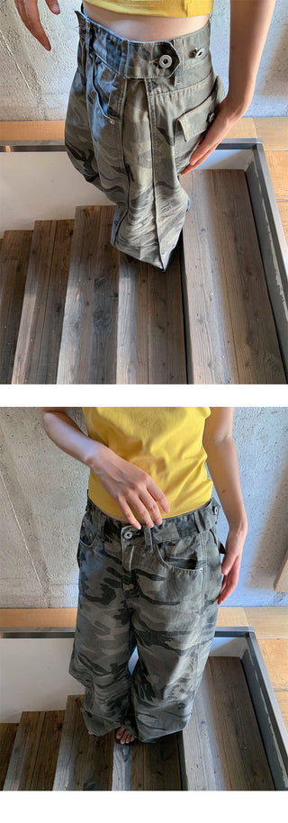 ankle-tied camo jeans