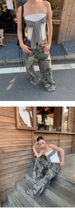 ankle-tied camo jeans