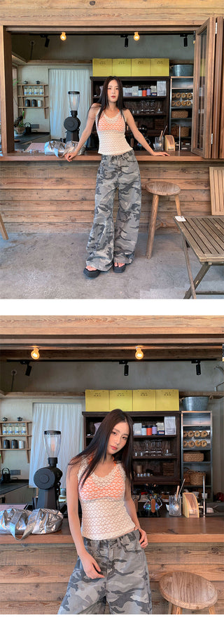 ankle-tied camo jeans