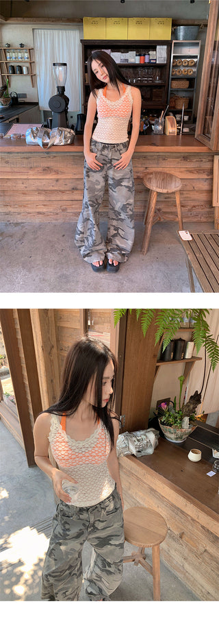 ankle-tied camo jeans