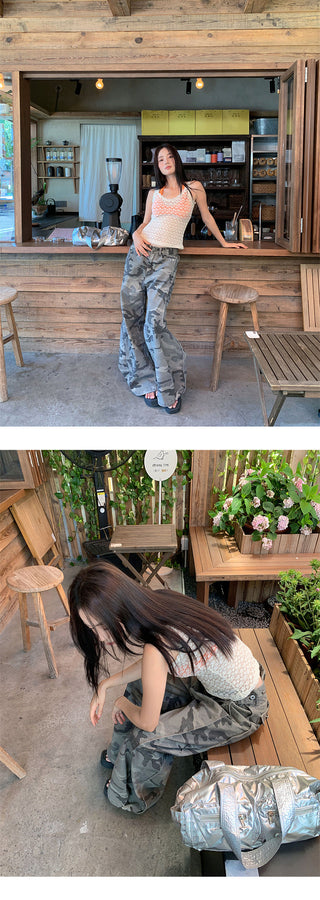 ankle-tied camo jeans