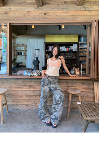 ankle-tied camo jeans