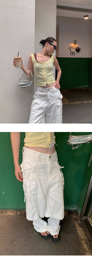 drawstring straight pants