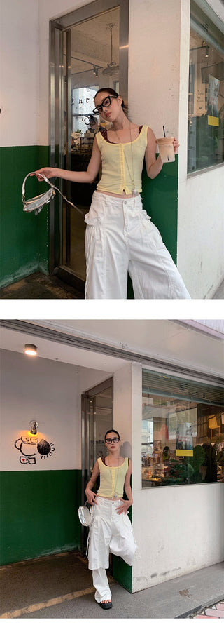drawstring straight pants