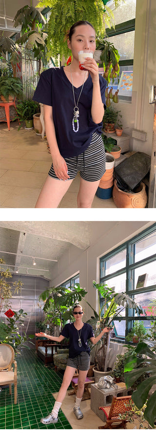 striped knit shorts