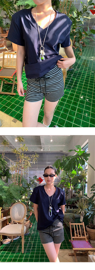 striped knit shorts