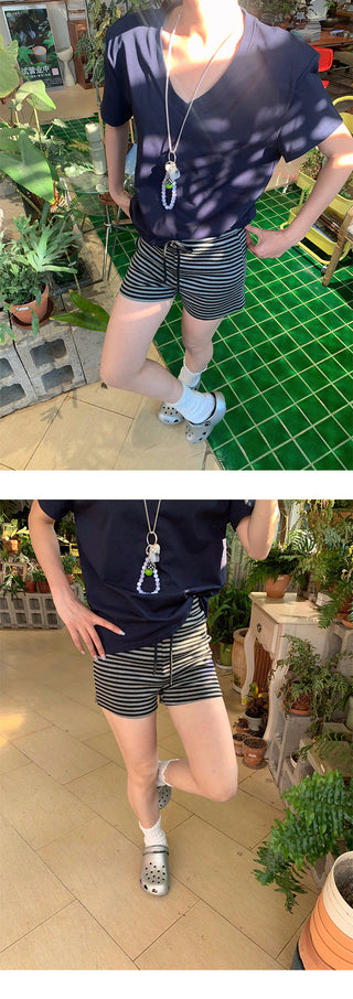 striped knit shorts