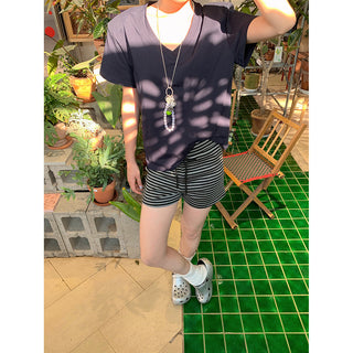striped knit shorts