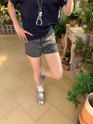 striped knit shorts