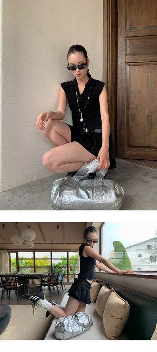 lapel zipper Top