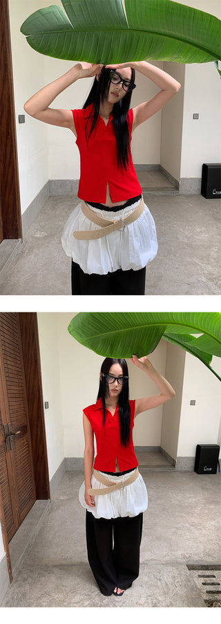 lapel zipper Top