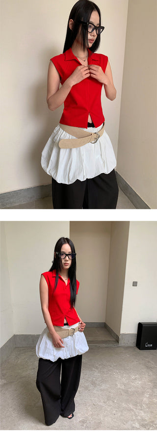 lapel zipper Top