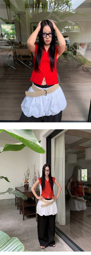 lapel zipper Top