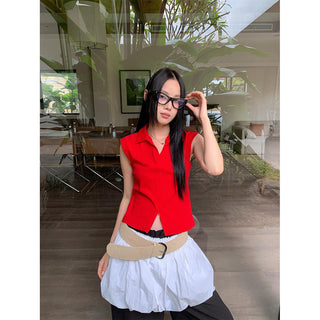 lapel zipper Top