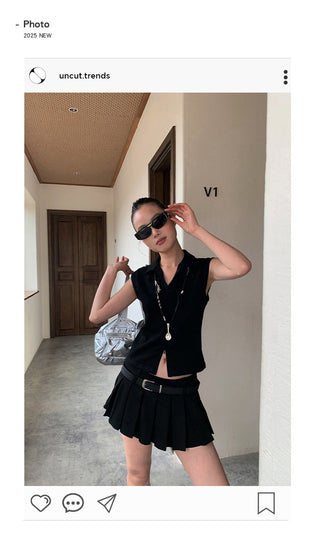 lapel zipper Top