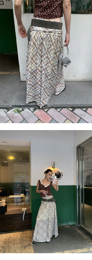 mesh plaid skirt