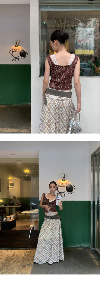 mesh plaid skirt