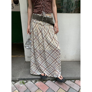 mesh plaid skirt