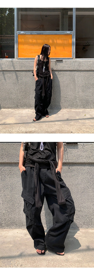 pleated cargo jeans