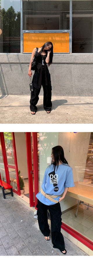 pleated cargo jeans