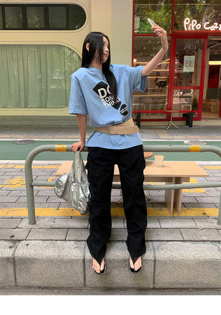 pleated cargo jeans