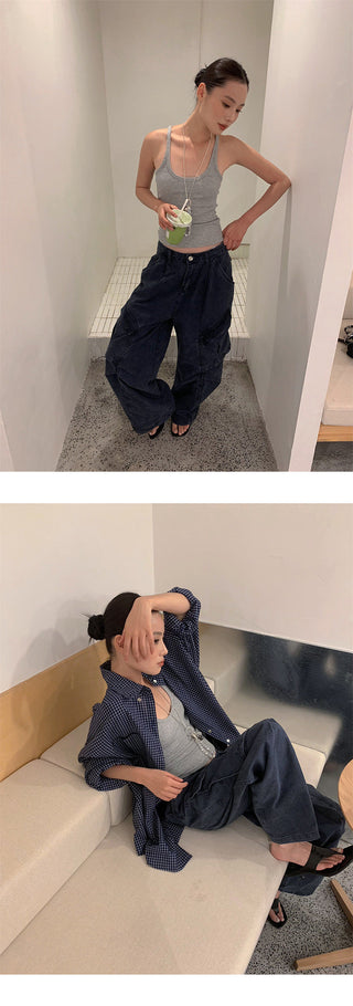 pleated cargo jeans