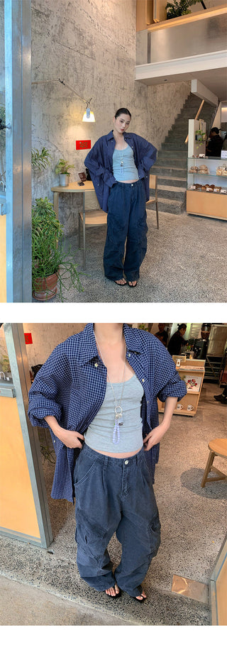 pleated cargo jeans