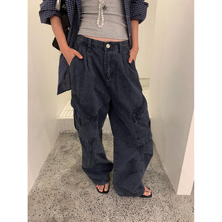 pleated cargo jeans
